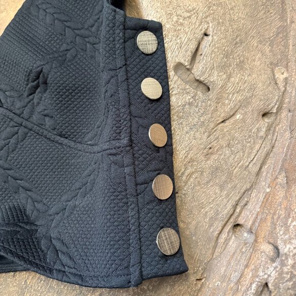 Anthropologie Maeve black textured V-neck side-button crop top women's XS - Picture 3 of 8